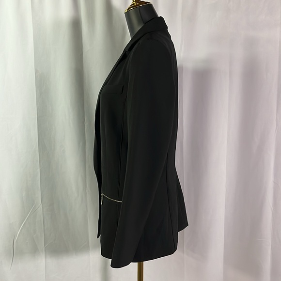 White House Black Market Black Single Button Zipper Accent Blazer - Picture 2 of 16